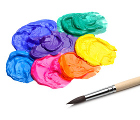 artist brush and abstract acrylic paint