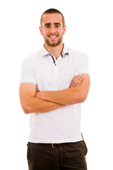 Portrait of happy smiling man, isolated on white