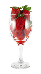 glass cup with strawberries