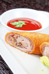 rolls from pork meat