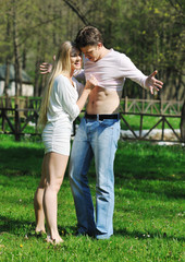 Fototapeta premium romantic couple in love outdoor