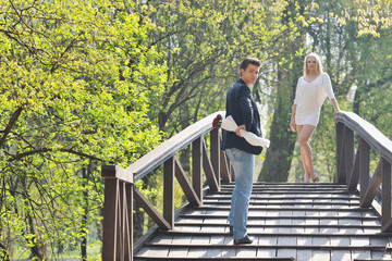 romantic couple in love outdoor