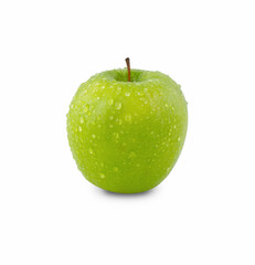 green apple with water drops (clipping path)