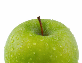 green apple with water drops (clipping path)