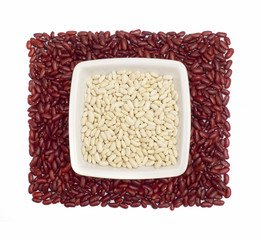 White beans in a dish on kidney beans square