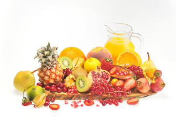 various fruits and juice