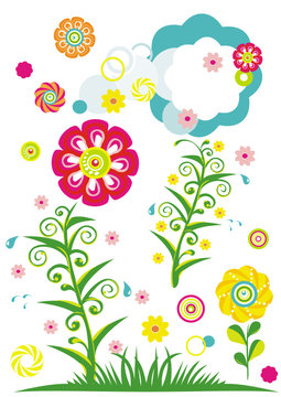Abstract flower design elements