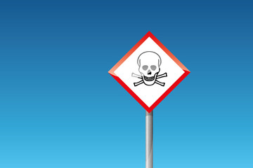 Gefahrzettel Totenkopf mit gekreuzten Knochen Gifitg