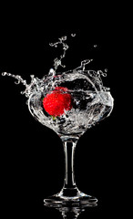 Fresh splashing strawberry