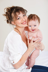 Woman holding  baby