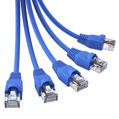 Blue network cables - in a bunch