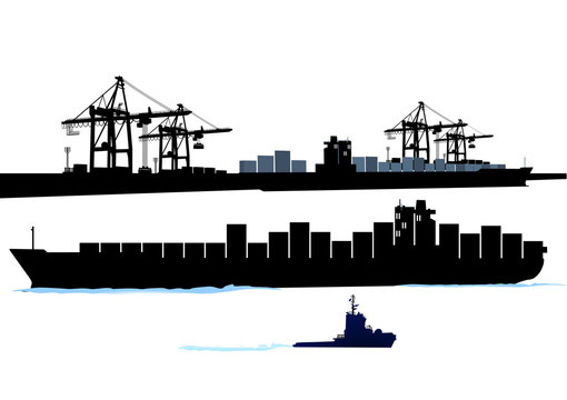 Hafen mit Container-Schiff
