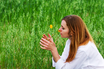 Young woman in a field