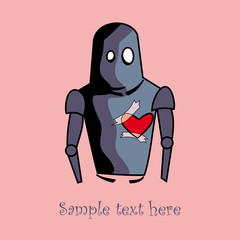 Robot with heart card design