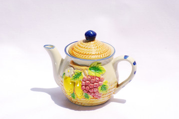 ceramic jar tea on the background