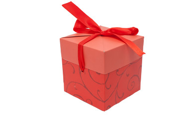 Red gift box with ribbon