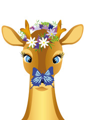child deer with  butterfly on nose