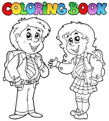 Livre de coloriage avec deux étudiants