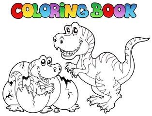 Papier Peint photo autocollant Bricolage Livre de coloriage avec tyrannosaure