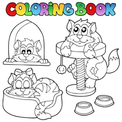 Photo sur Plexiglas Bricolage Livre de coloriage avec divers chats 1