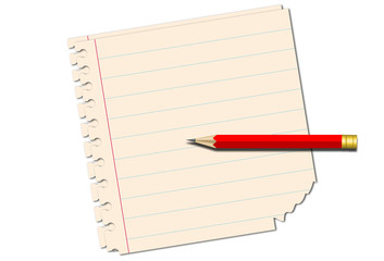 Hojas de cuaderno con lápiz