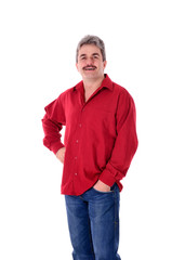 Fototapeta premium Mann mit rotem Hemd