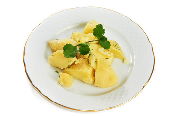 Boiled potatoes isolated on plate