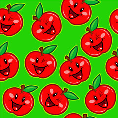 Happy Apples Seamless Pattern