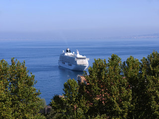 Cruise ship moored off Sorrento Campania Italy