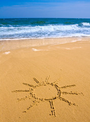 Sun sign  on sea beach