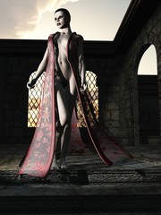 Gothic female in temple