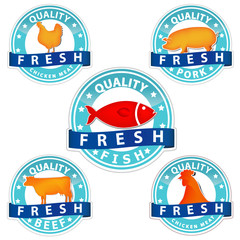 pork beef chicken and fish quality meat sign
