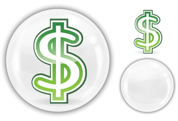 dollar sign in white crystal marble ball
