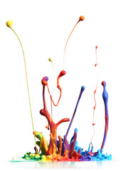 Colorful paint splashing isolated on white