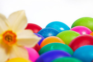 colorful Easter eggs with flower