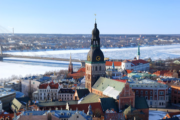 Areal view on Riga, Latvia - obrazy, fototapety, plakaty