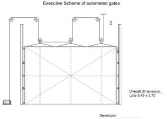 Executive scheme of automated gates. Vector illustration