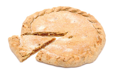 sweet apricots pie isolated against white background