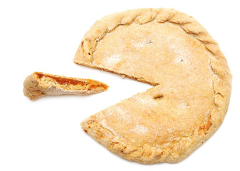 sweet apricots pie isolated against white background