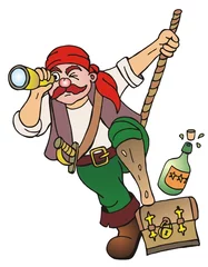 Poster Piraten Piraat met verrekijker