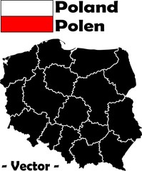 Polen mit Provinzgrenzen - Vektor - obrazy, fototapety, plakaty