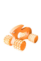 Wooden massage tool isolated on white background.