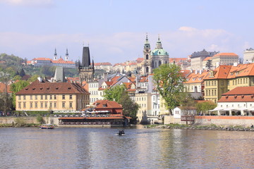 View on the spring Prague St. Nicholas' Cathedral