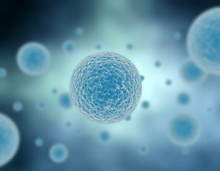 Illustration of cells in blue - obrazy, fototapety, plakaty