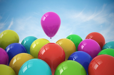 Fototapeta na wymiar Party balloons on sky background