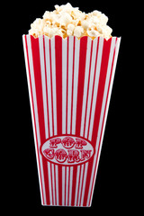 Popcorn in bag with black background