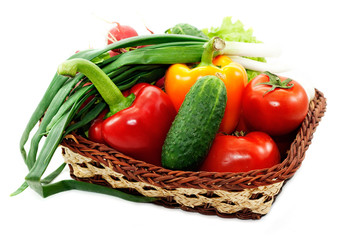 Wattled basket with vegetable