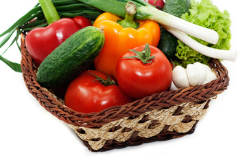 Wattled basket with vegetable