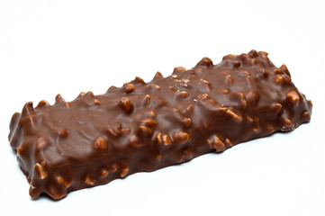 Chocholate and cheese dessert with ground peanuts
