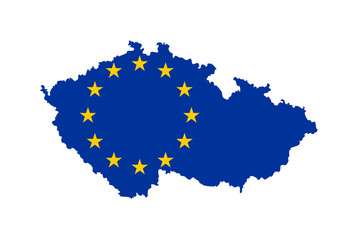 EU flag on map of Czech Republic